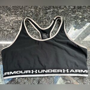 Under Armour Women's Black & White Athletic Sporty Yoga Sports Bra Size L XL